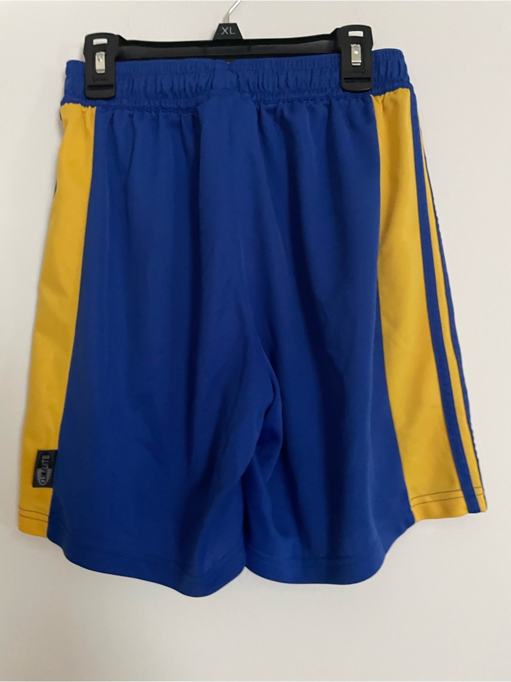 adidas Climalite Men’s S Royal Blue Athletic Shorts with Yellow Panels - Picture 2 of 3